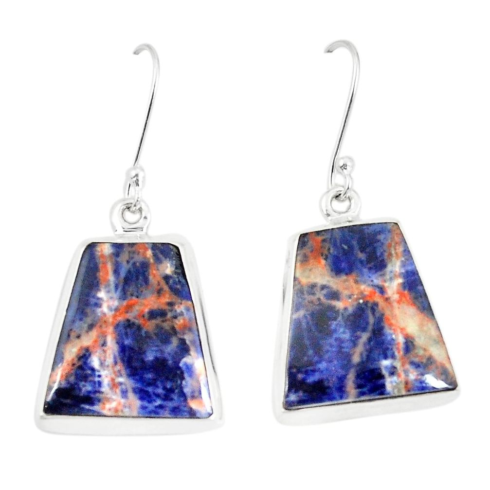 Natural orange sodalite 925 sterling silver dangle earrings jewelry m36445