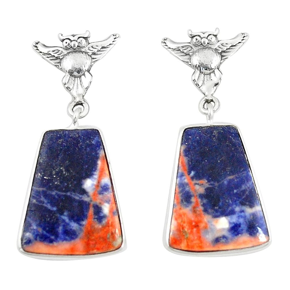 925 sterling silver natural orange sodalite owl earrings jewelry m36460