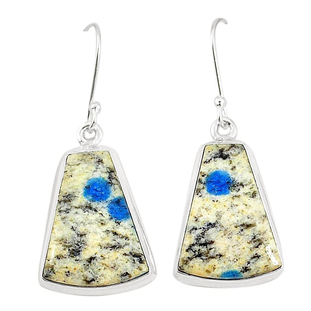 Natural k2 blue (azurite in quartz) 925 silver dangle earrings jewelry m36514