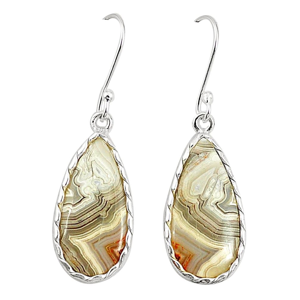 925 silver natural multi color mexican laguna lace agate dangle earrings m36560