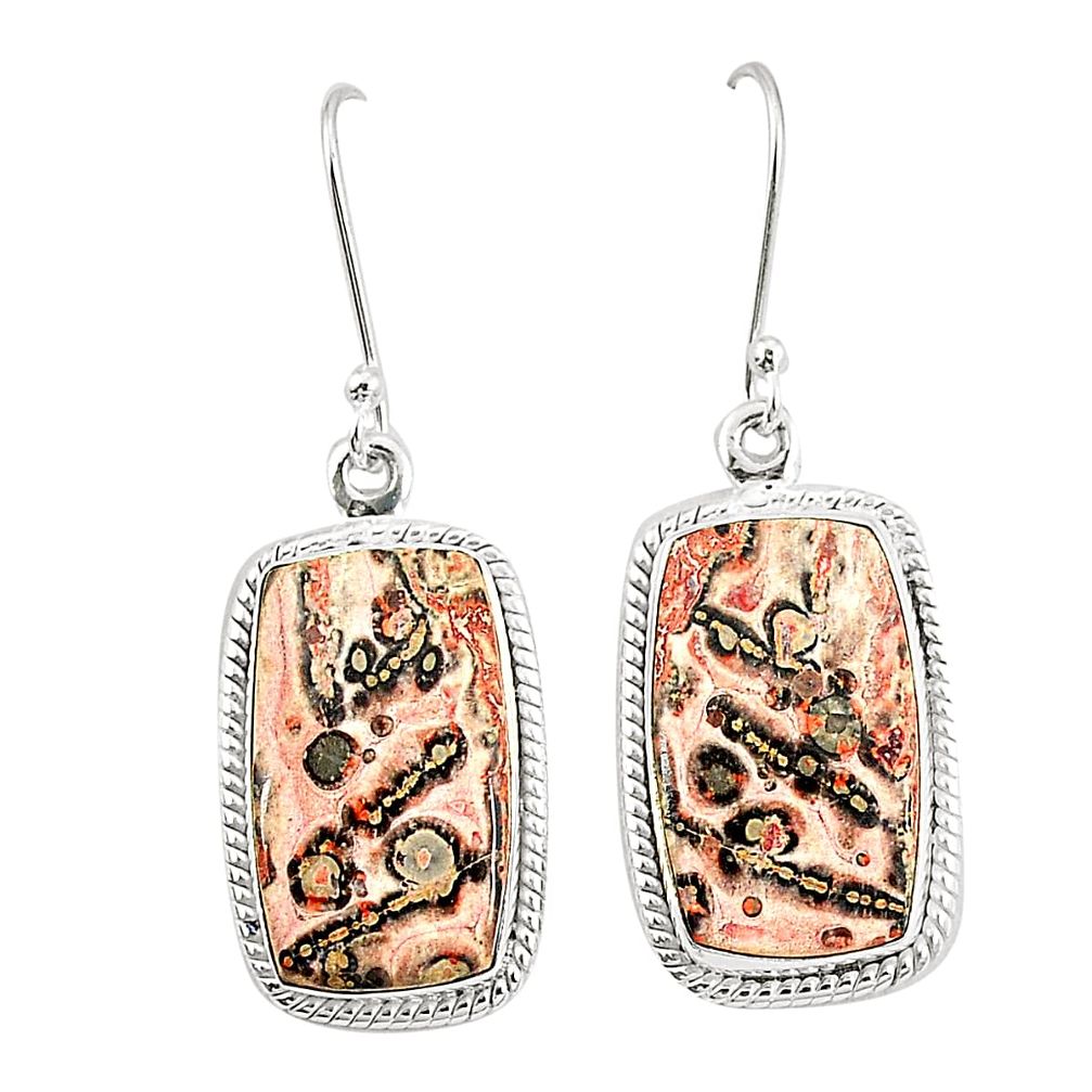 925 silver natural brown leopard skin jasper dangle earrings jewelry m36584