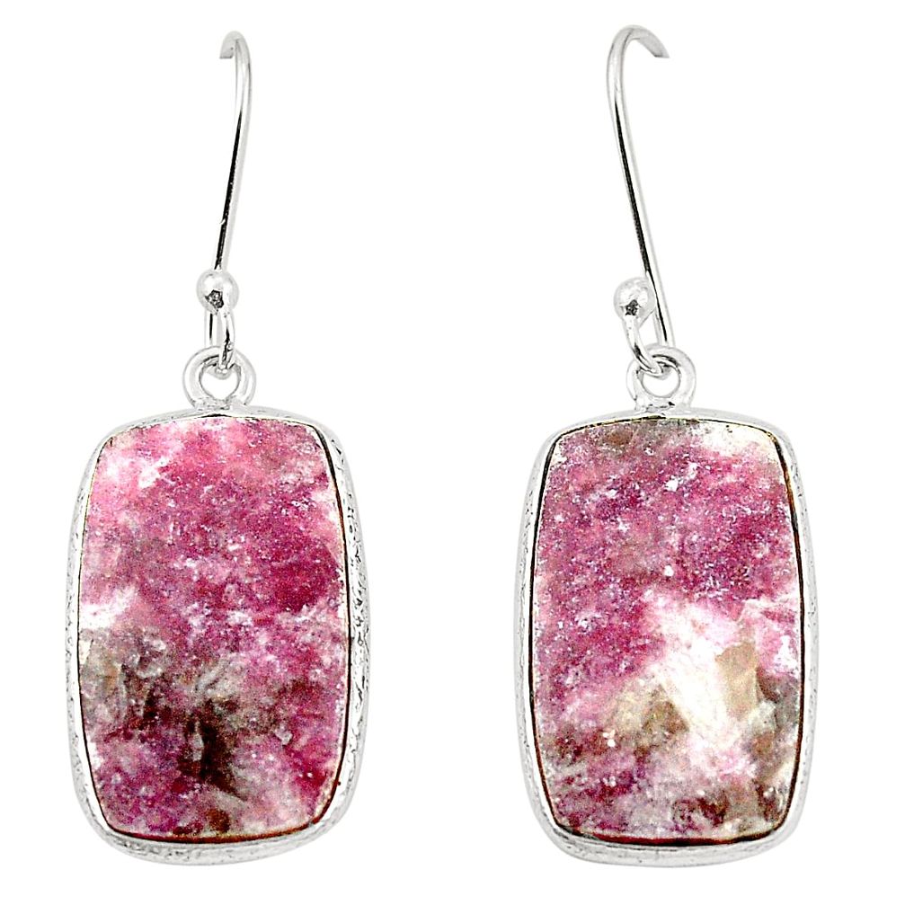Natural purple lepidolite 925 sterling silver dangle earrings m36874