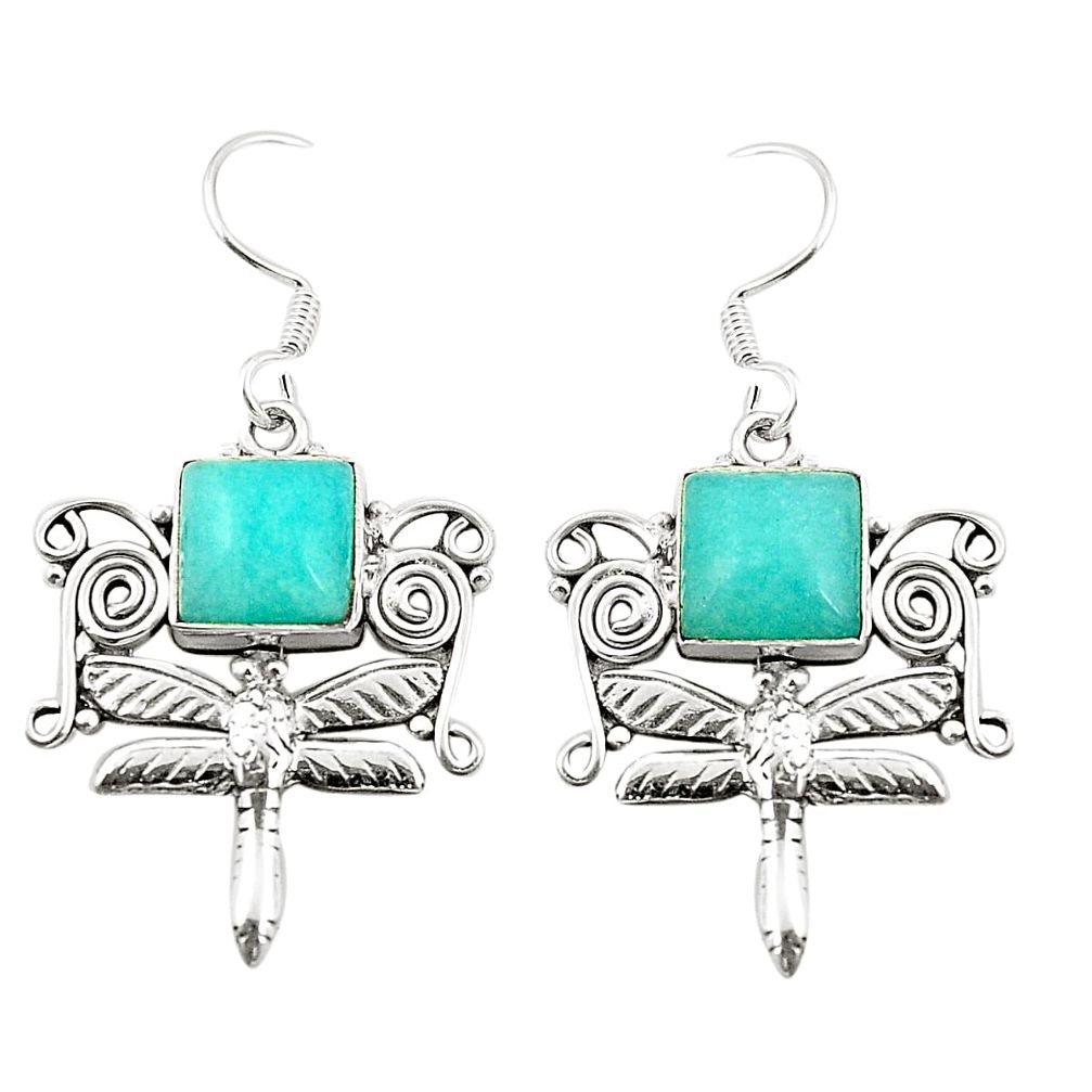 925 silver natural green peruvian amazonite dragonfly earrings jewelry m36949