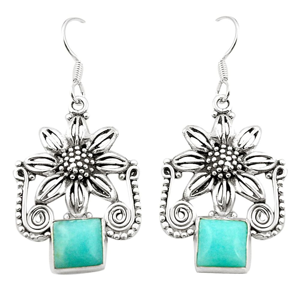 925 sterling silver natural green peruvian amazonite flower earrings m36952