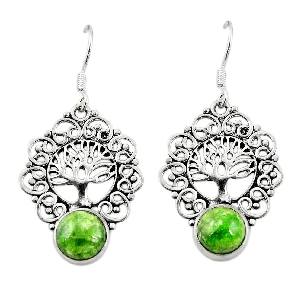 925 silver natural green chrome diopside tree of life earrings m37049