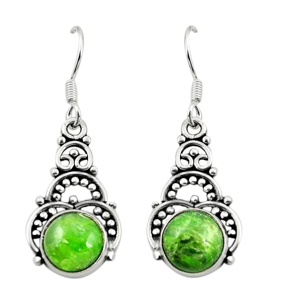 Natural green chrome diopside 925 sterling silver dangle earrings m37055