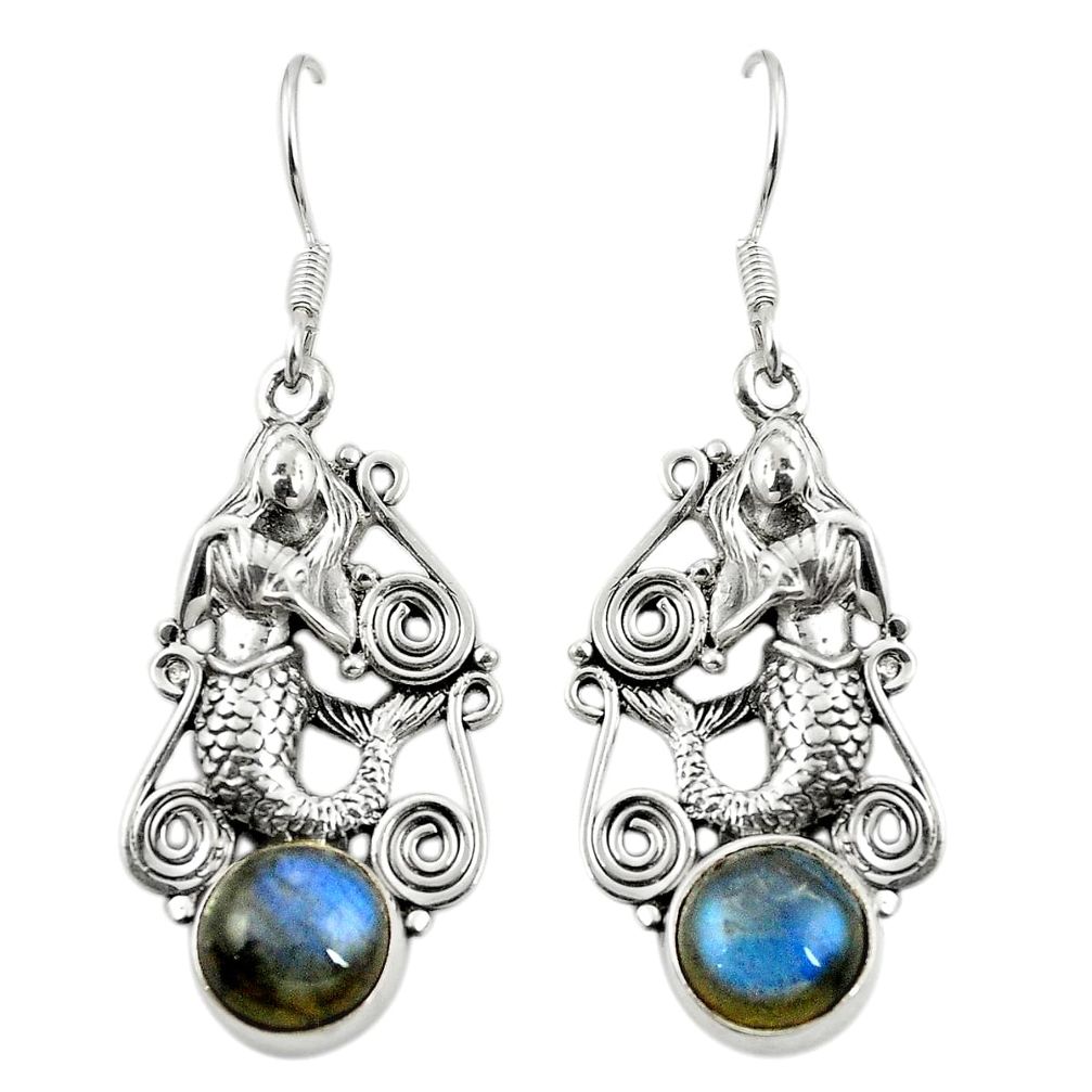 Natural blue labradorite 925 silver fairy mermaid earrings jewelry m37250