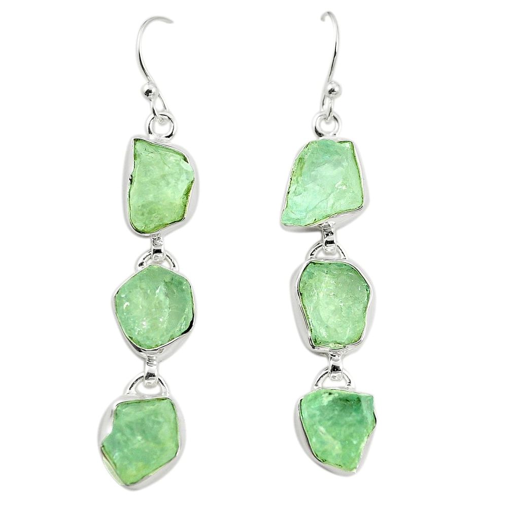 925 silver natural aqua aquamarine rough dangle earrings jewelry m37457