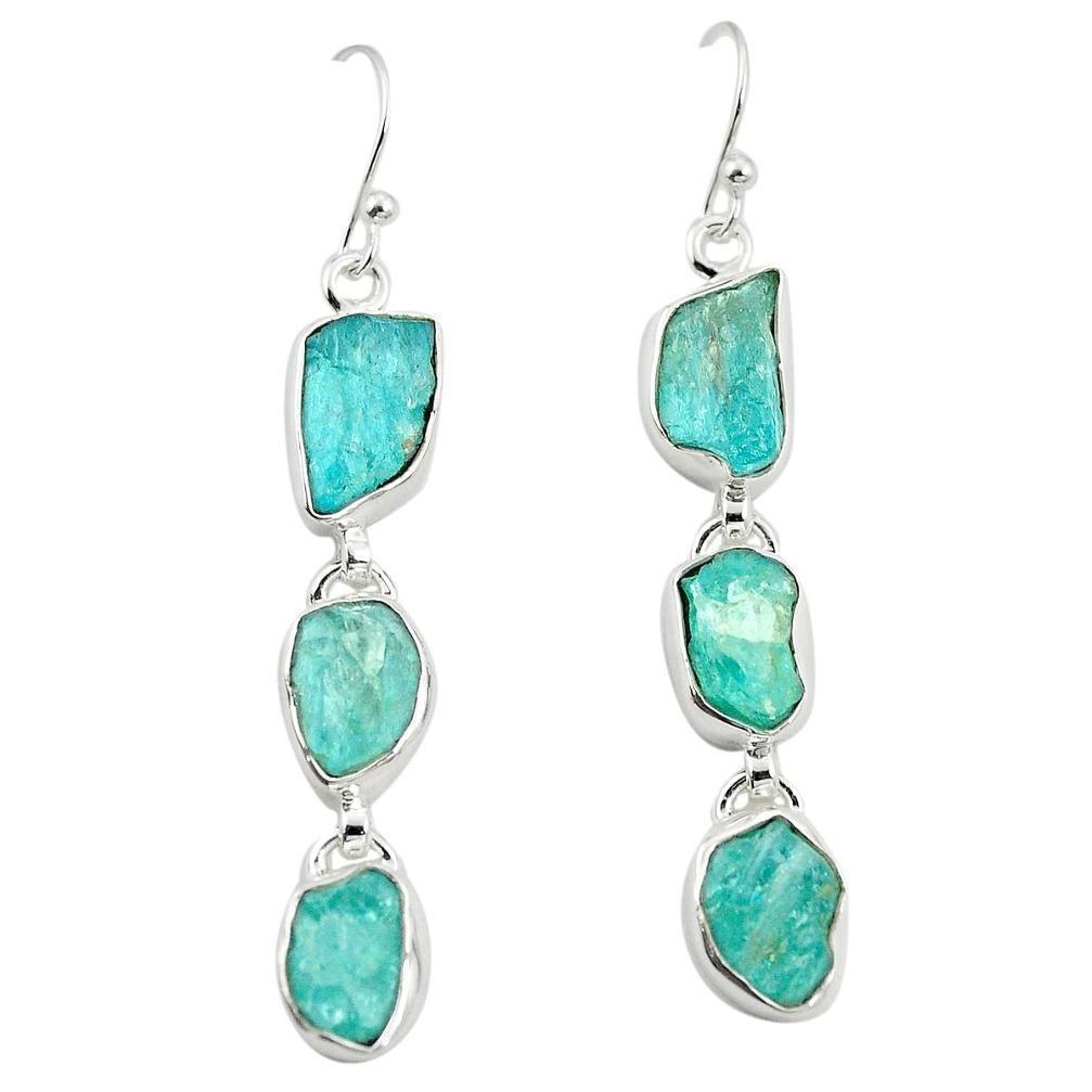 Natural aqua aquamarine rough 925 sterling silver earrings m37483