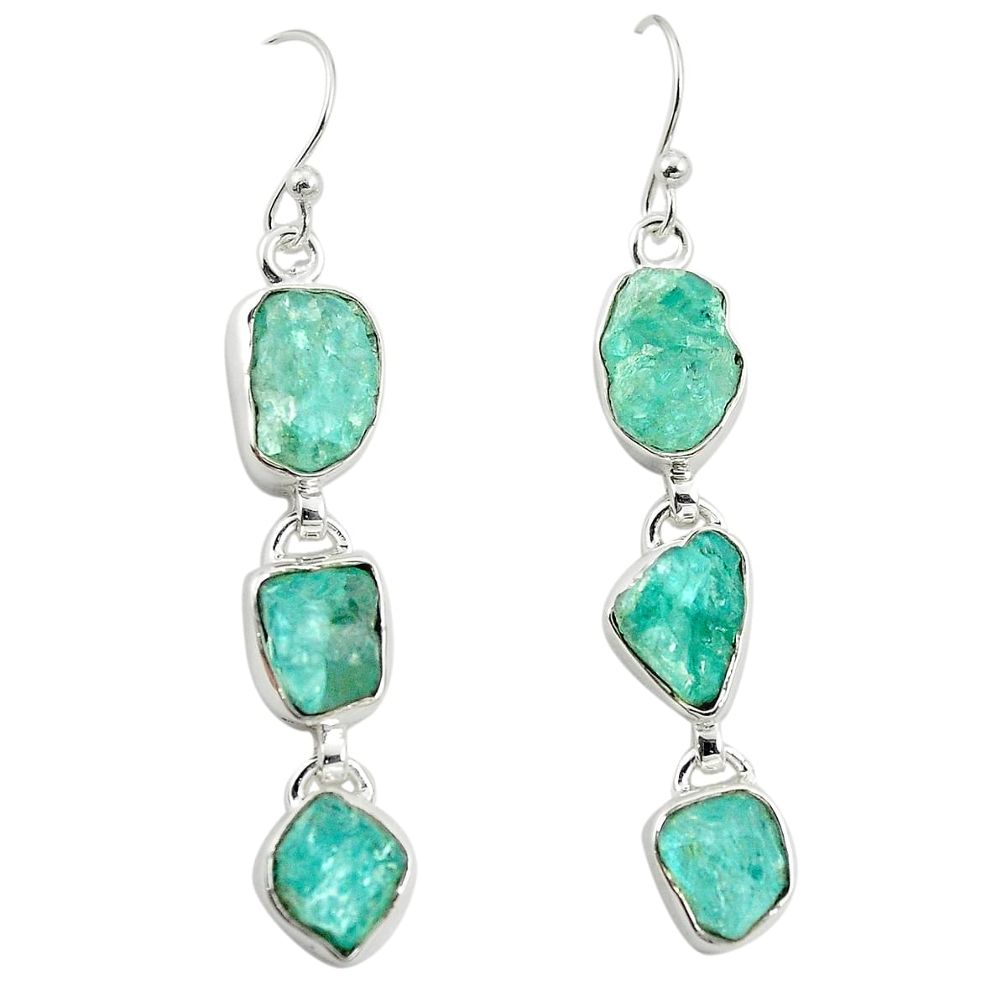 Natural aqua aquamarine rough 925 sterling silver earrings jewelry m37485