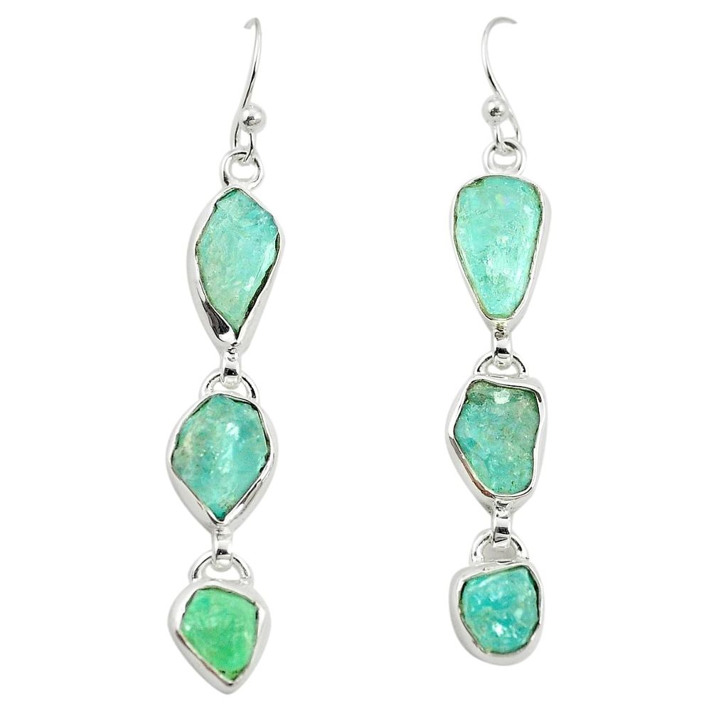 Natural aqua aquamarine rough 925 sterling silver earrings jewelry m37488
