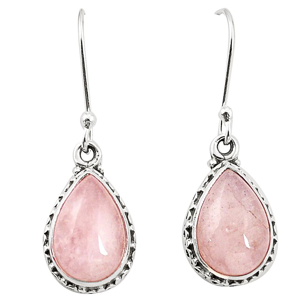 Natural pink morganite 925 sterling silver dangle earrings jewelry m37507