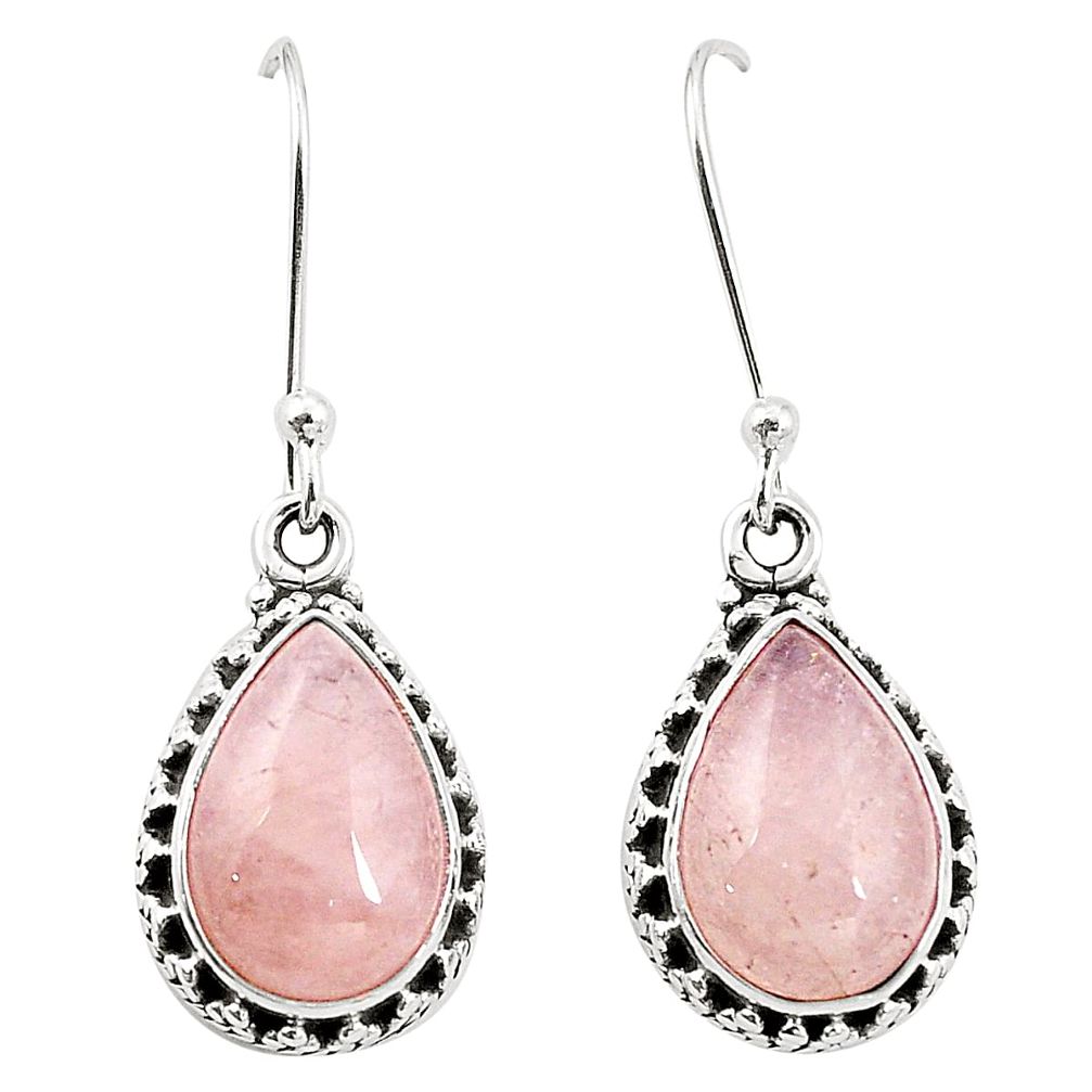 Natural pink morganite 925 sterling silver dangle earrings jewelry m37508