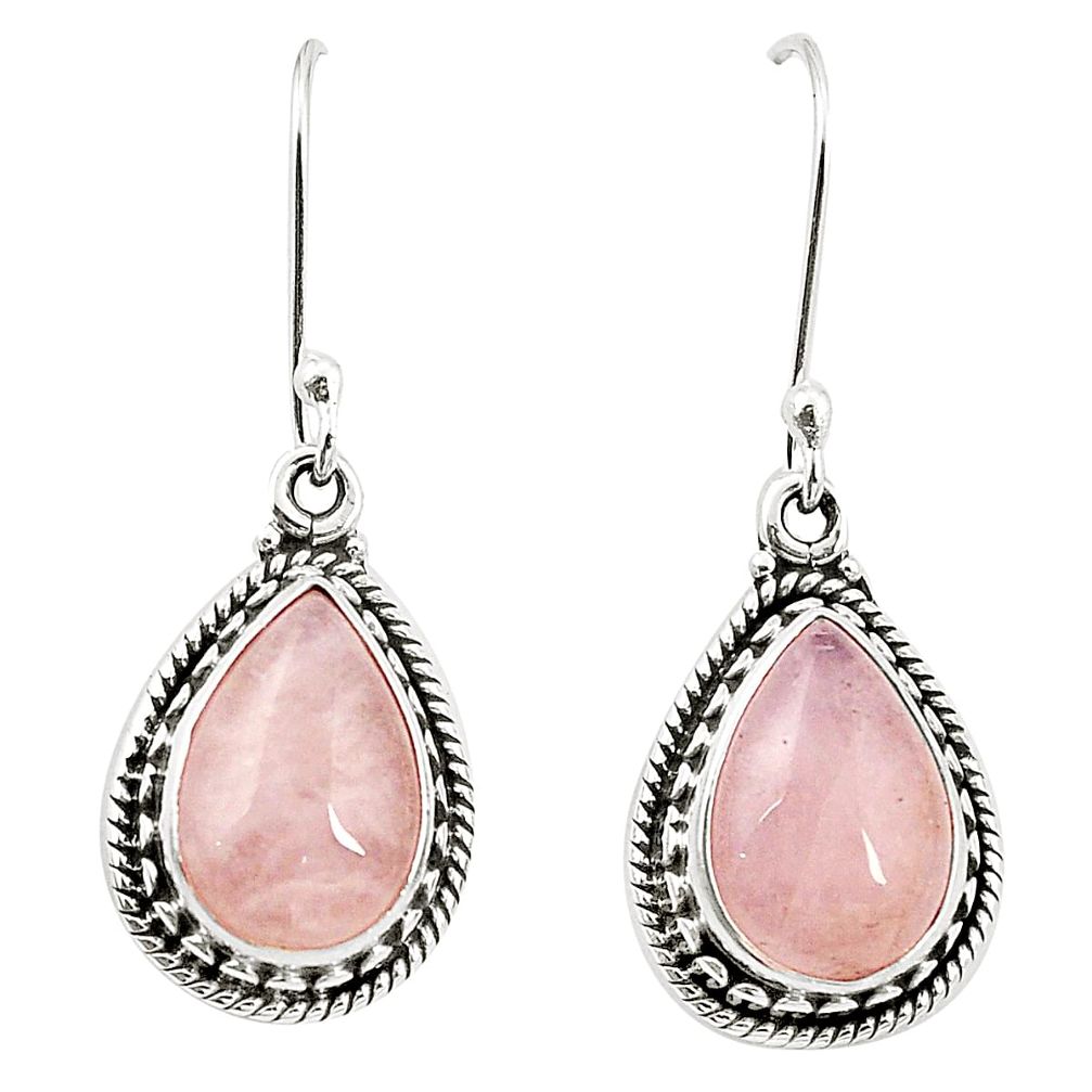 Natural pink morganite 925 sterling silver dangle earrings jewelry m37509