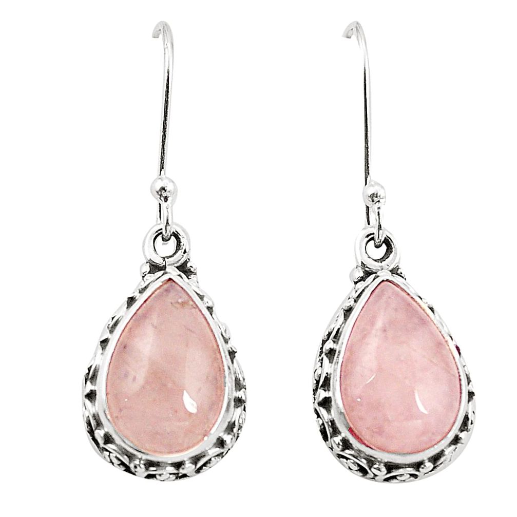 Natural pink morganite 925 sterling silver dangle earrings jewelry m37510