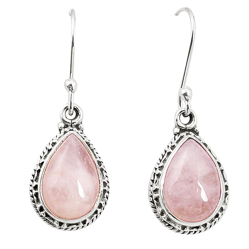 Natural pink morganite 925 sterling silver dangle earrings jewelry m37511