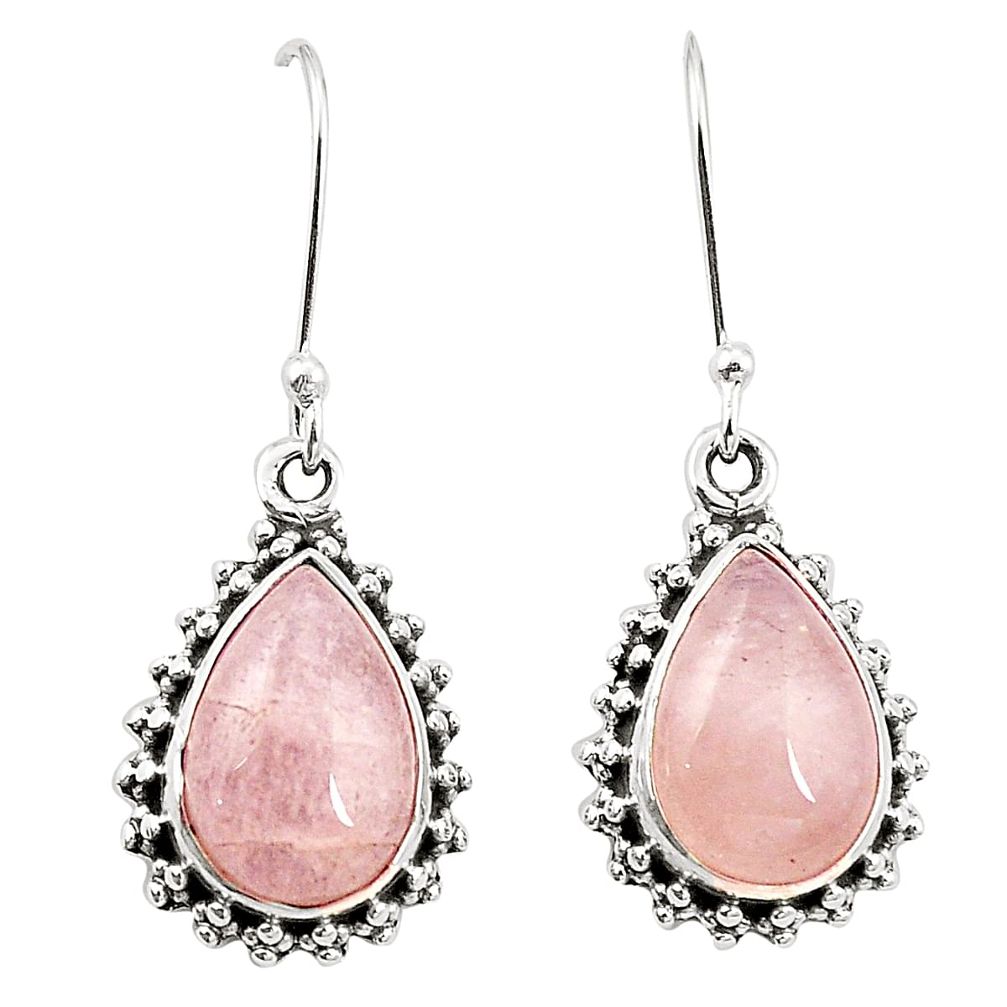 Natural pink morganite 925 sterling silver dangle earrings jewelry m37513