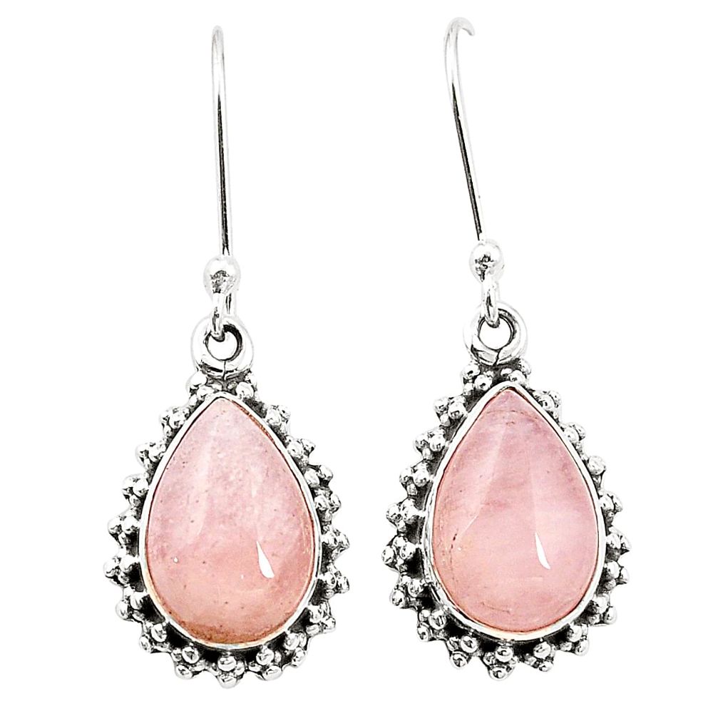 Natural pink morganite 925 sterling silver dangle earrings jewelry m37514