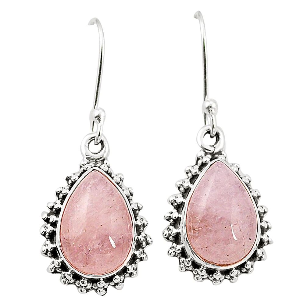 Natural pink morganite 925 sterling silver dangle earrings jewelry m37515