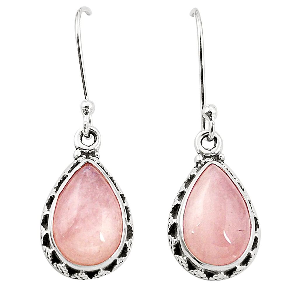 Natural pink morganite 925 sterling silver dangle earrings jewelry m37516