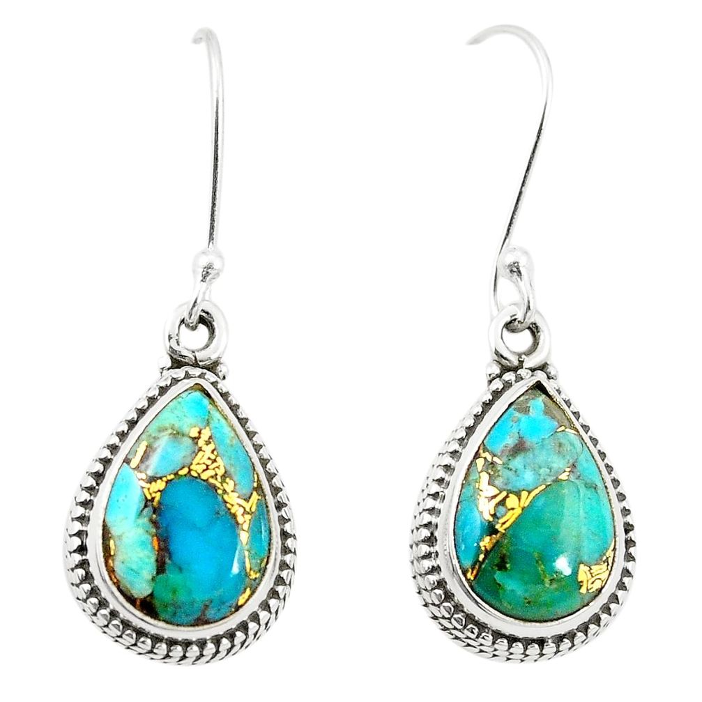 Blue copper turquoise 925 sterling silver earrings jewelry m37526