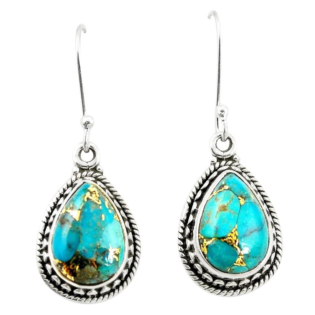 Blue copper turquoise 925 sterling silver earrings jewelry m37530