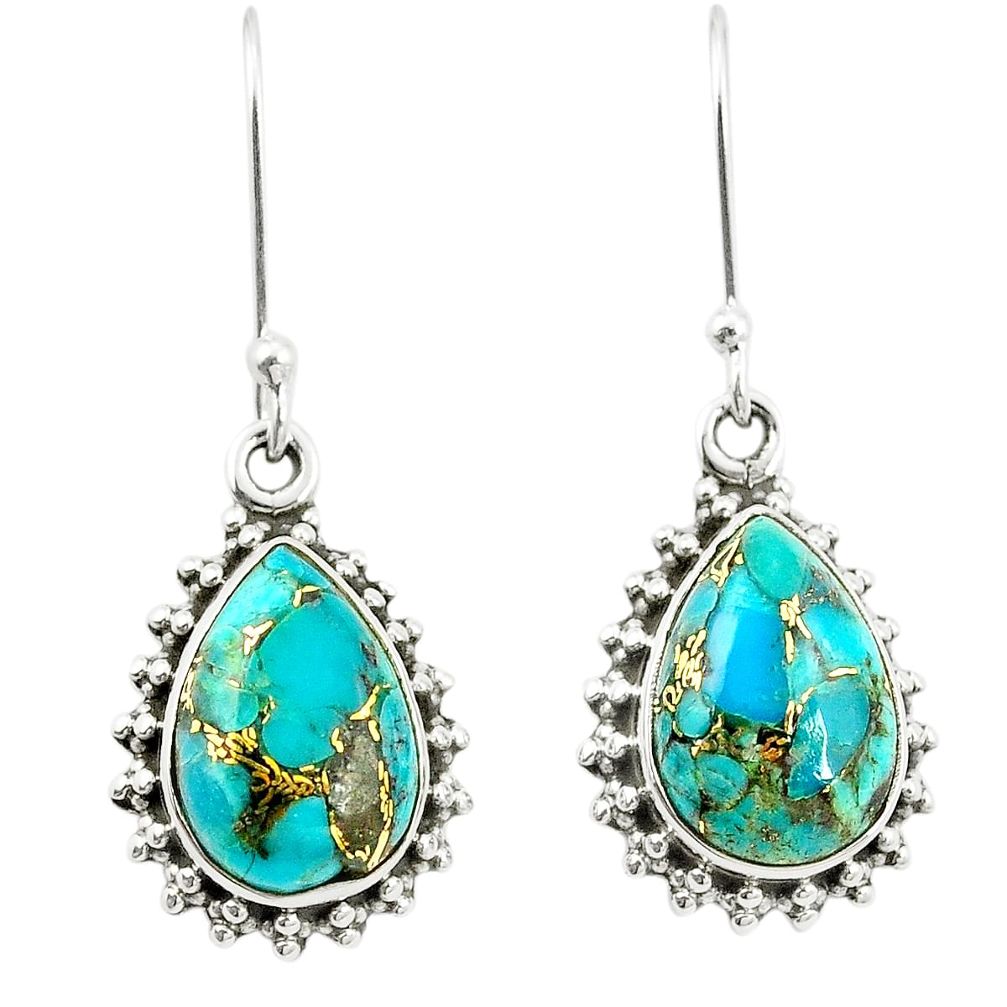 Blue copper turquoise 925 sterling silver earrings jewelry m37532