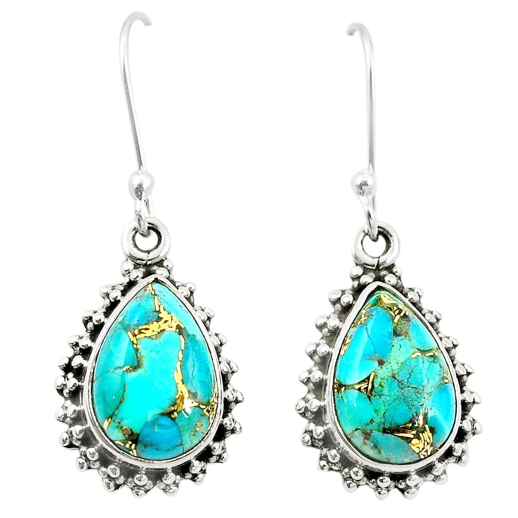 Blue copper turquoise 925 sterling silver earrings jewelry m37536