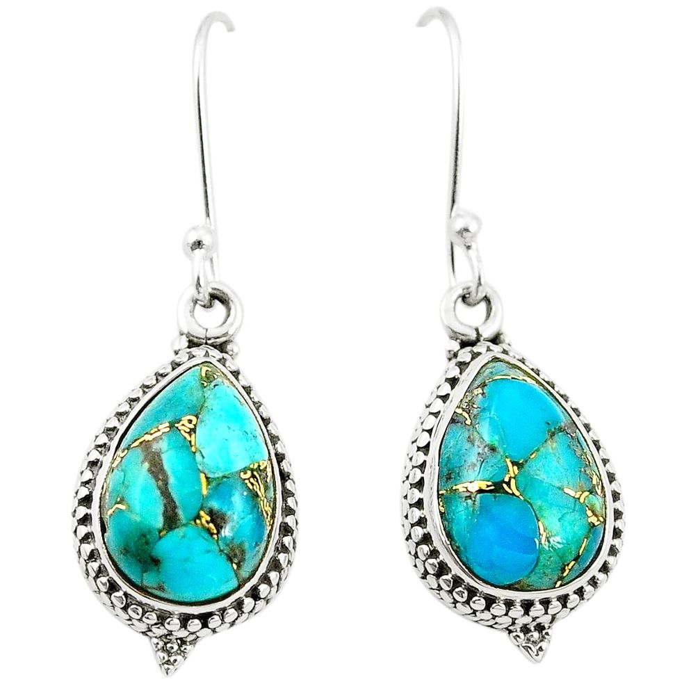 Blue copper turquoise 925 sterling silver earrings jewelry m37538