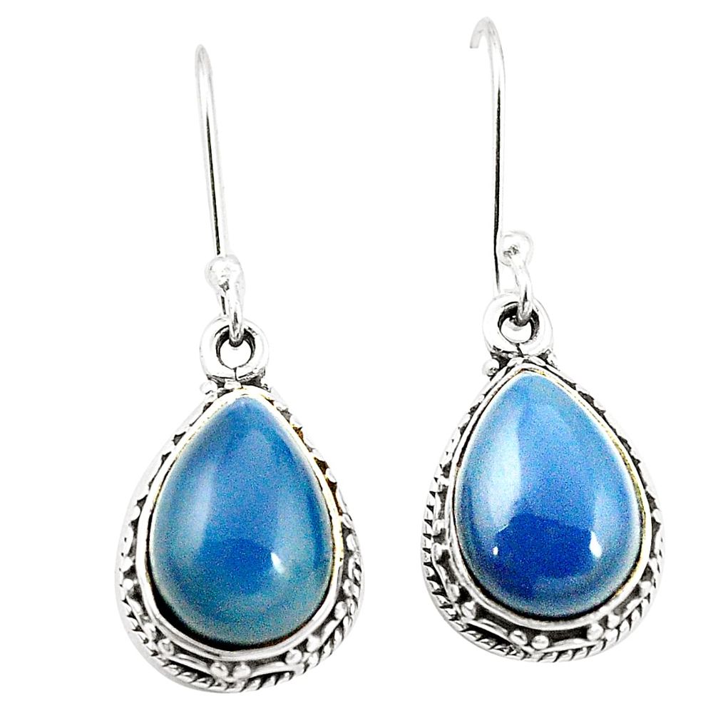 Natural blue owyhee opal 925 sterling silver dangle earrings m37541