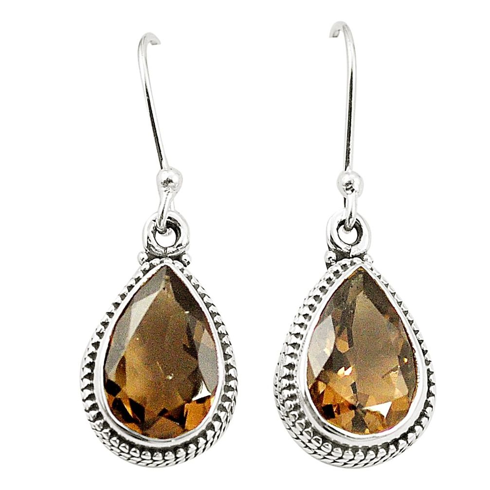 Brown smoky topaz 925 sterling silver dangle earrings jewelry m37664