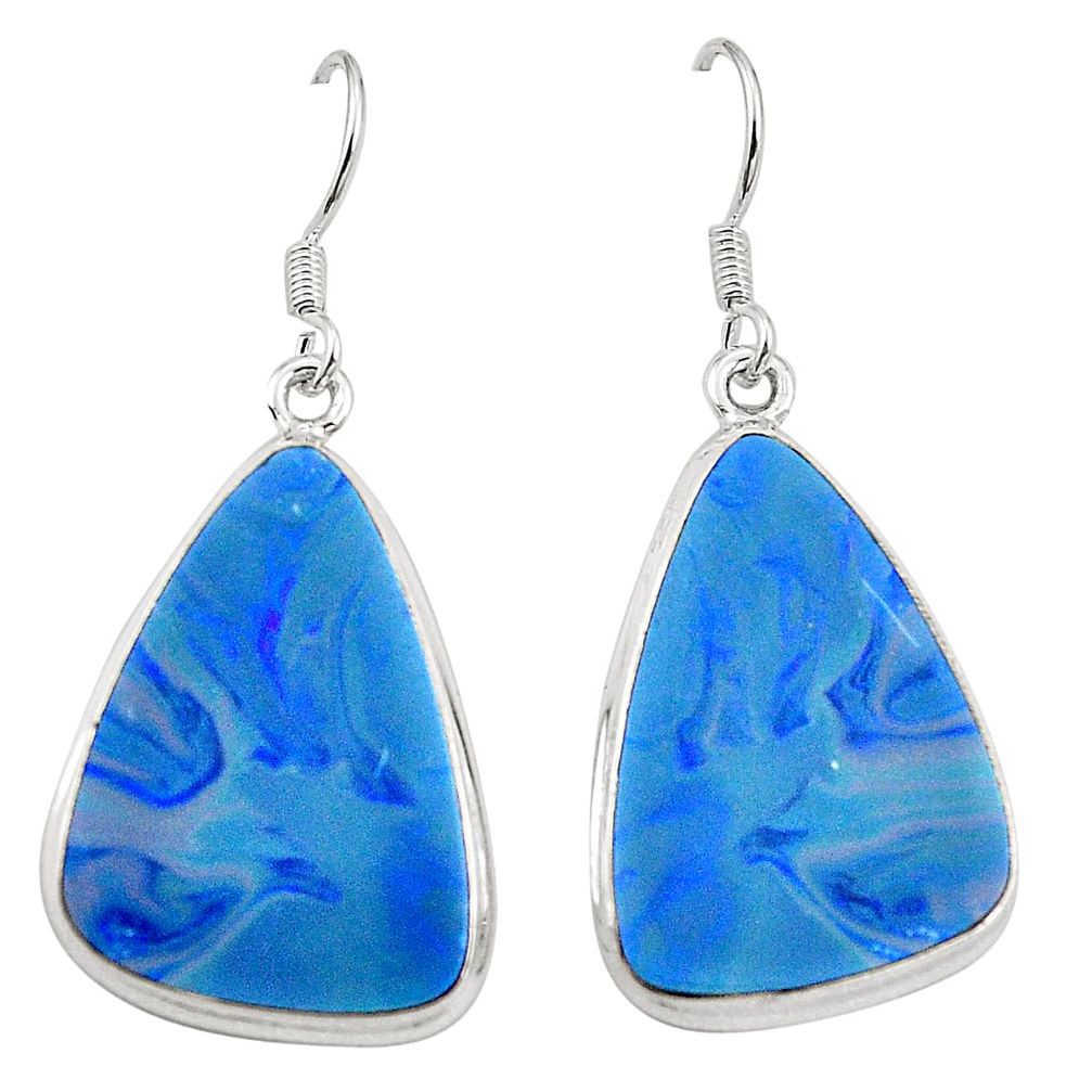 Natural blue doublet opal australian 925 sterling silver earrings m37932