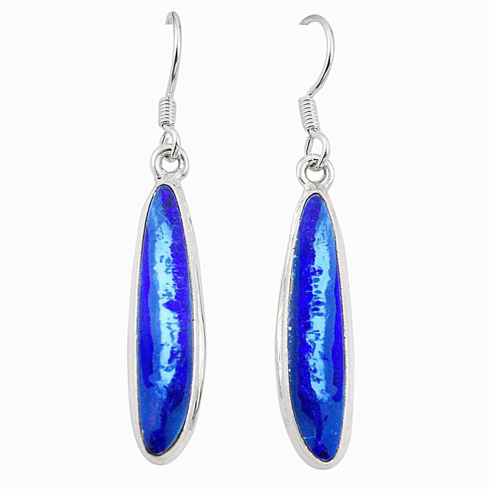 Natural blue doublet opal australian 925 silver dangle earrings m37952