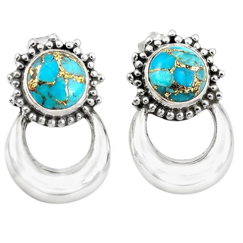 925 sterling silver blue copper turquoise dangle earrings jewelry m38214