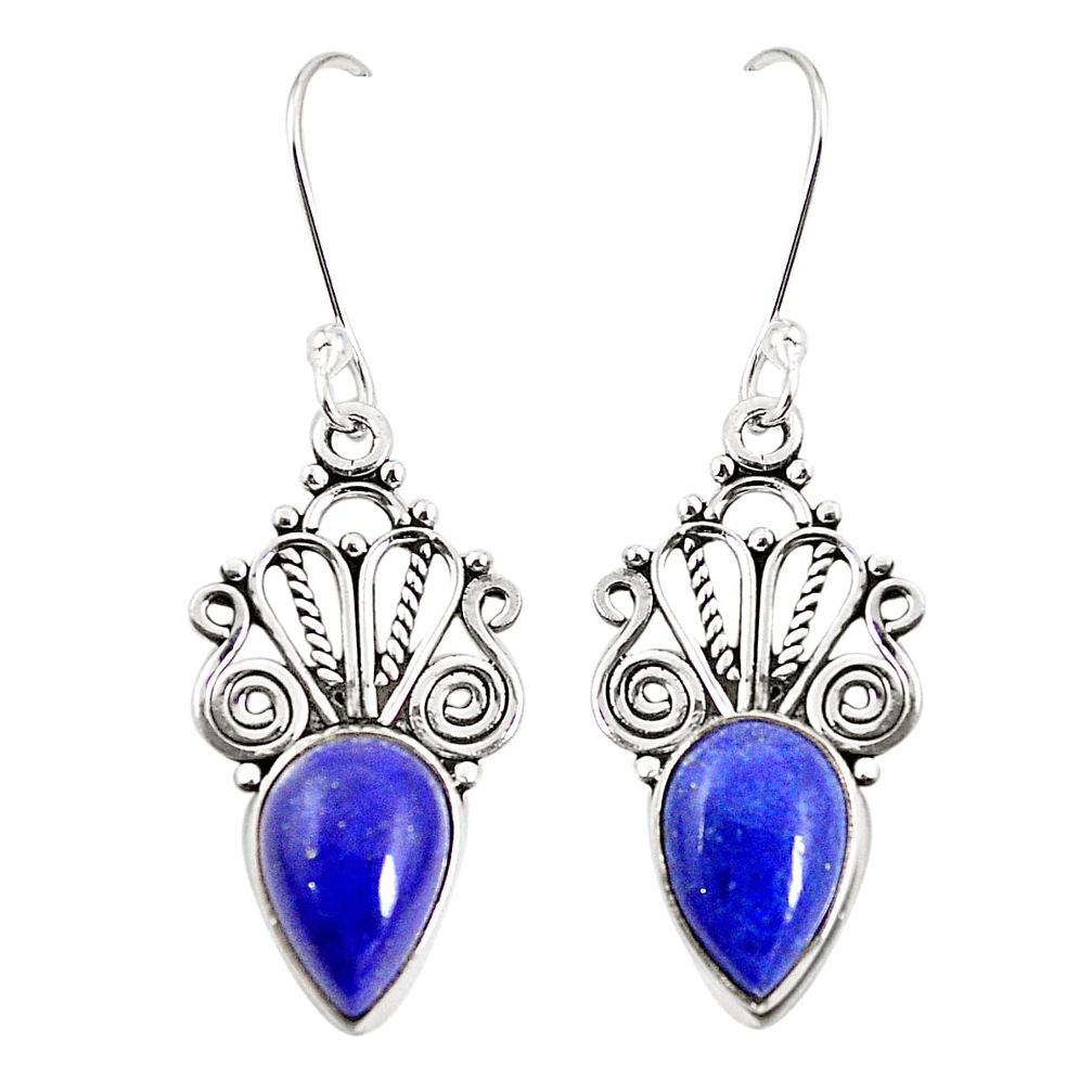 Natural blue lapis lazuli 925 sterling silver dangle earrings jewelry m38630