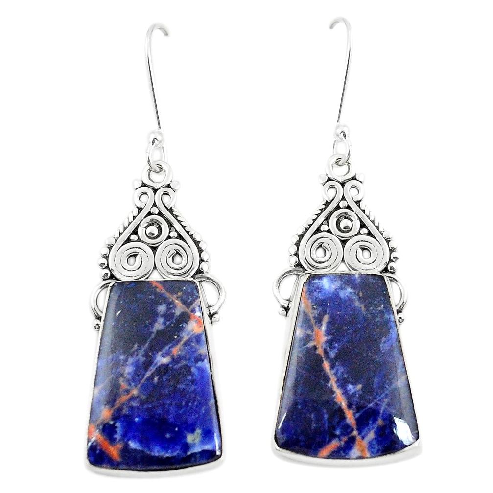 Natural orange sodalite 925 sterling silver dangle earrings jewelry m39138