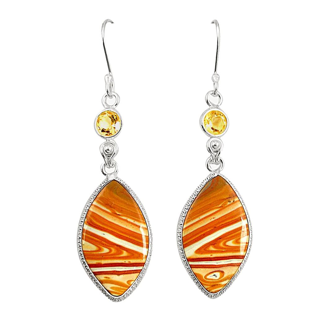 925 silver natural yellow snakeskin jasper dangle earrings jewelry m39199