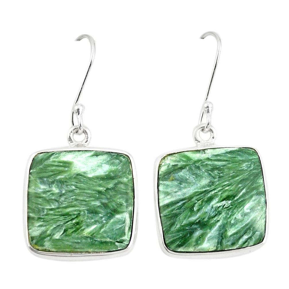 925 silver natural green seraphinite (russian) dangle earrings jewelry m39204