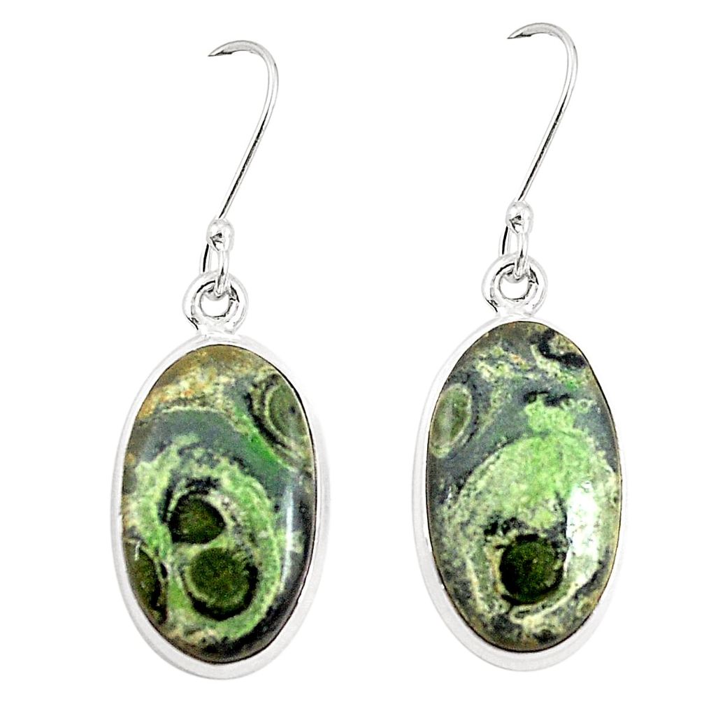 925 silver natural green kambaba jasper (stromatolites) earrings m39232