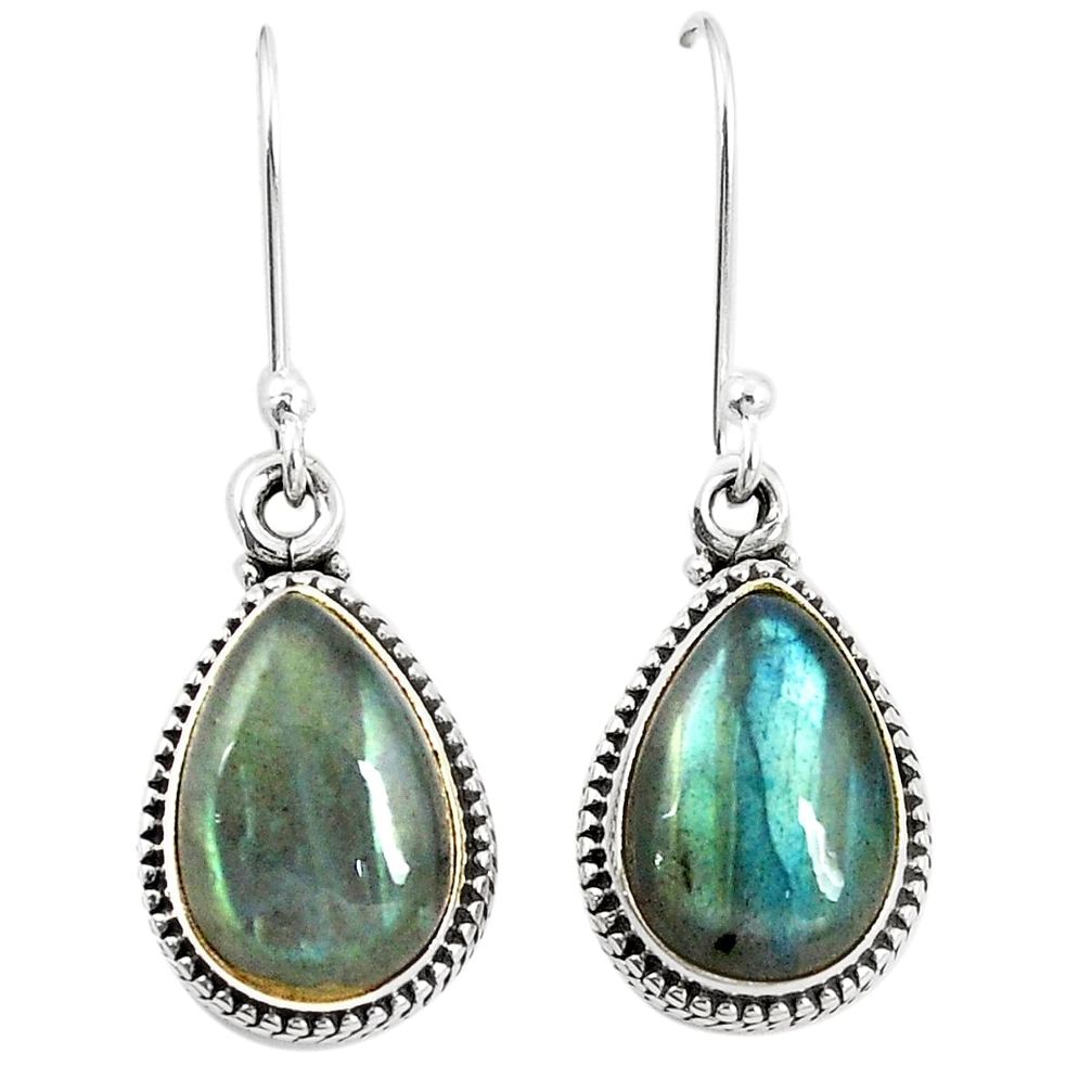 Natural blue labradorite 925 sterling silver dangle earrings m39435