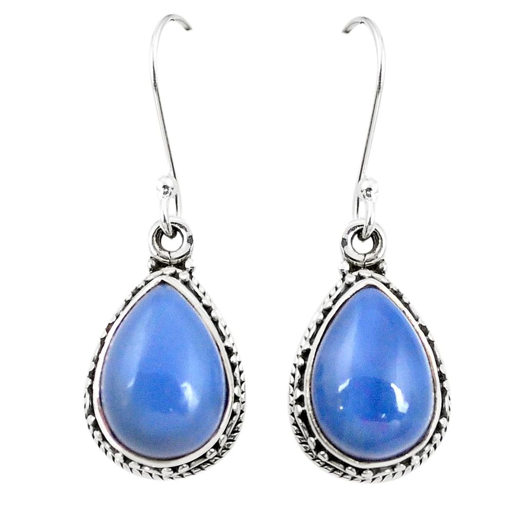 Natural blue owyhee opal 925 sterling silver dangle earrings m39444