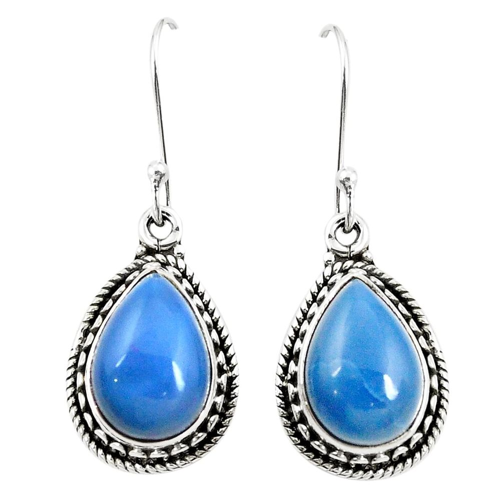 Natural blue owyhee opal 925 sterling silver dangle earrings m39450