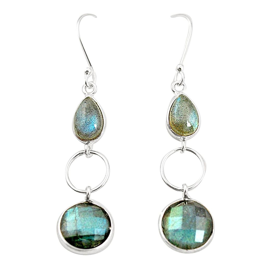 Natural blue labradorite 925 sterling silver earrings jewelry m39985