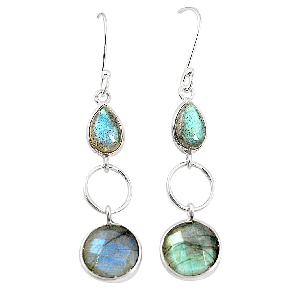 Natural blue labradorite 925 sterling silver earrings jewelry m39987