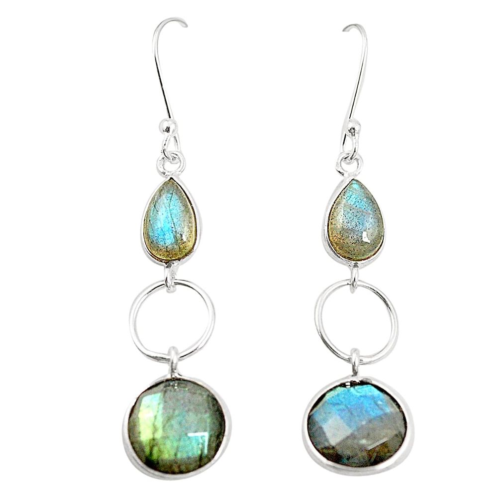 Natural blue labradorite 925 sterling silver earrings jewelry m39988