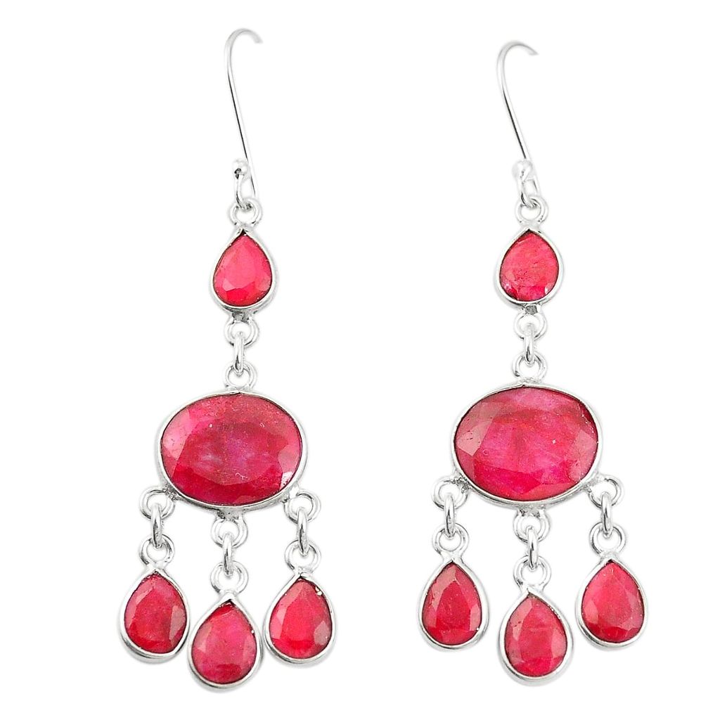 Natural red ruby 925 sterling silver dangle earrings jewelry m40011
