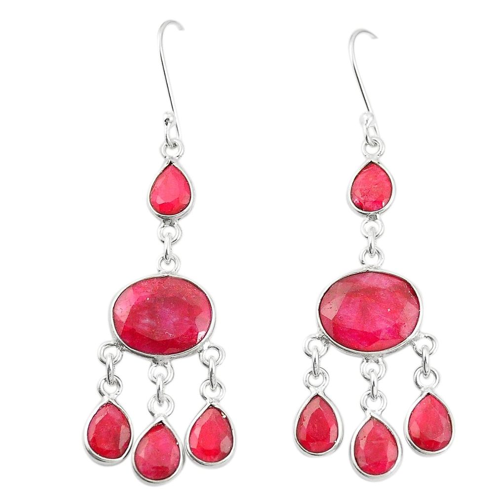 925 sterling silver natural red ruby dangle earrings jewelry m40012