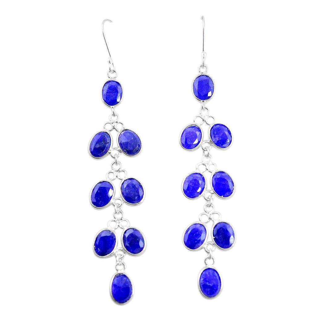 Natural blue sapphire 925 sterling silver dangle earrings jewelry m40046