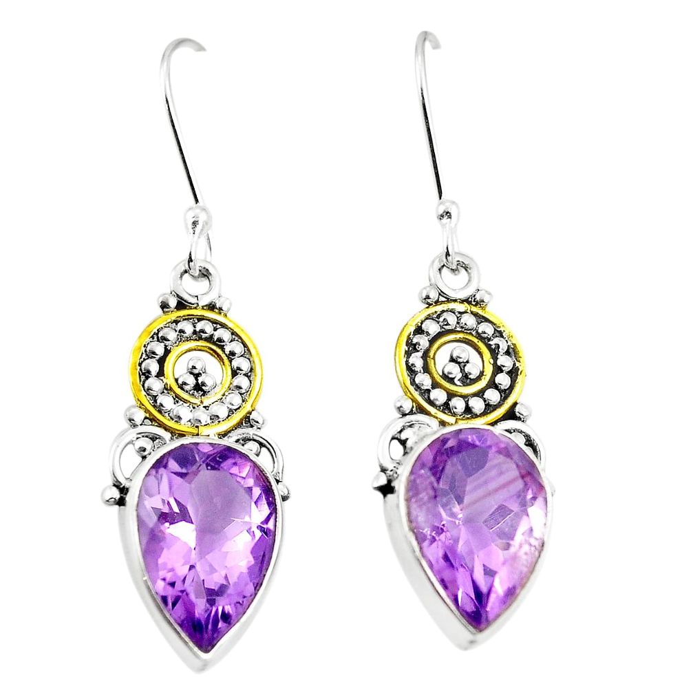 925 silver natural purple amethyst 14k gold dangle earrings jewelry m40450