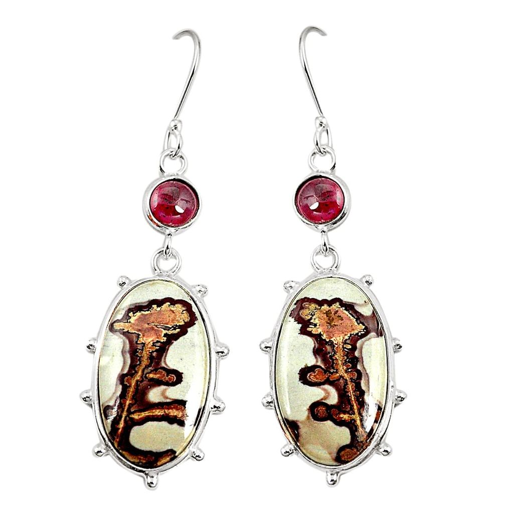 Natural brown coffee bean jasper 925 silver dangle earrings m41337